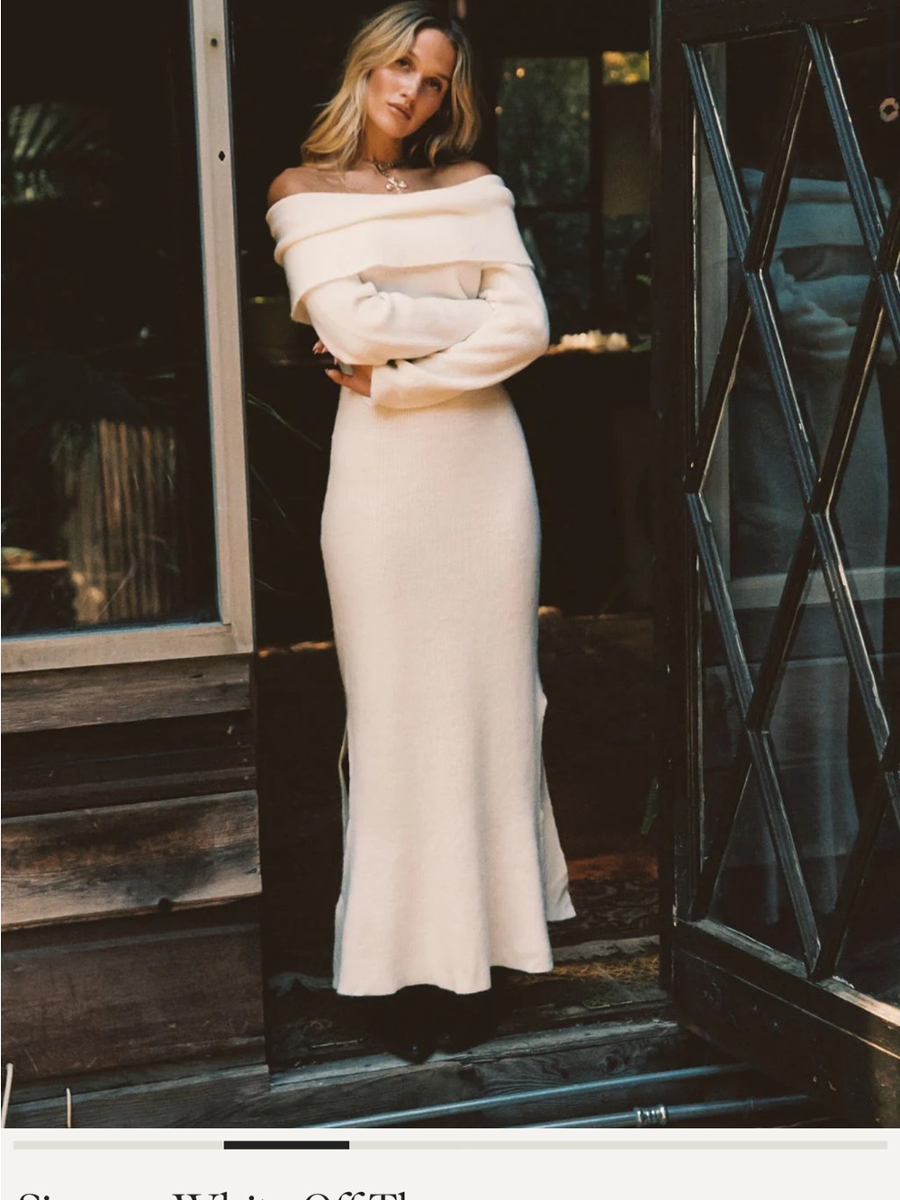 12th Tribe Cream Off-Shoulder Knit Maxi Dress - Picture 2 of 2